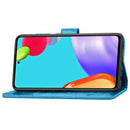 For Samsung Galaxy A52 5G / 4G Four-leaf Clasp Embossed Buckle Mobile Phone Protection Leather Case with Lanyard & Card Slot & Wallet & Bracket Function(Blue)
