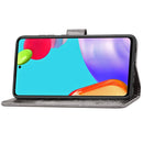 For Samsung Galaxy A52 5G / 4G Four-leaf Clasp Embossed Buckle Mobile Phone Protection Leather Case with Lanyard & Card Slot & Wallet & Bracket Function(Gray)