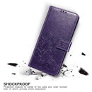 For Samsung Galaxy A52 5G / 4G Four-leaf Clasp Embossed Buckle Mobile Phone Protection Leather Case with Lanyard & Card Slot & Wallet & Bracket Function(Purple)