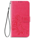 For Nokia 5.4 Four-leaf Clasp Embossed Buckle Mobile Phone Protection Leather Case with Lanyard & Card Slot & Wallet & Bracket Function(Magenta)
