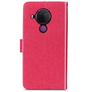 For Nokia 5.4 Four-leaf Clasp Embossed Buckle Mobile Phone Protection Leather Case with Lanyard & Card Slot & Wallet & Bracket Function(Magenta)