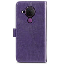 For Nokia 5.4 Four-leaf Clasp Embossed Buckle Mobile Phone Protection Leather Case with Lanyard & Card Slot & Wallet & Bracket Function(Purple)