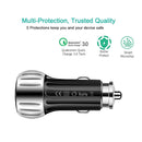 YSY-310QC18W QC3.0 Dual Port USB Car Charger for Apple / Huawei / Samsung / Xiaomi(Black)