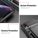 For iPhone X/XS PC+TPU Shockproof Heavy Duty Armor Protective Case with Slide Multi-Card Slot(Black)