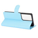 For Samsung Galaxy S21 Ultra 5G Litchi Texture Horizontal Flip Protective Case with Holder & Card Slots & Wallet(Blue)