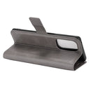 For OPPO Reno5 5G Retro Calf Pattern Buckle Horizontal Flip Leather Case with Holder & Card Slots & Wallet(Grey)