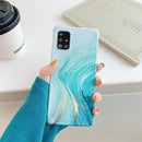 Four Corners Anti-Shattering Flow Gold Marble IMD Phone Back Cover Case For Samsung Galaxy S20 FE/S20 lite(Green DL7)