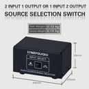 B101 2 In 1 Out (1 In 2 Out) Audio Source Signal Selection Switcher Computer Speaker RCA Lossless Audio Source Switcher