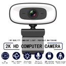 C10 2K HD Without Distortion 360 Degrees Rotate Three-speed Fill Light USB Free Drive Webcams, Built-in Clear Sound Microphone