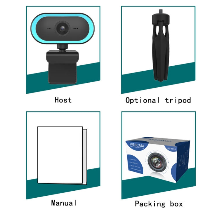 C11 2K Picture Quality HD Without Distortion 360 Degrees Rotate Built-in Microphone Sound Clear Webcams with Tripod(Blue)