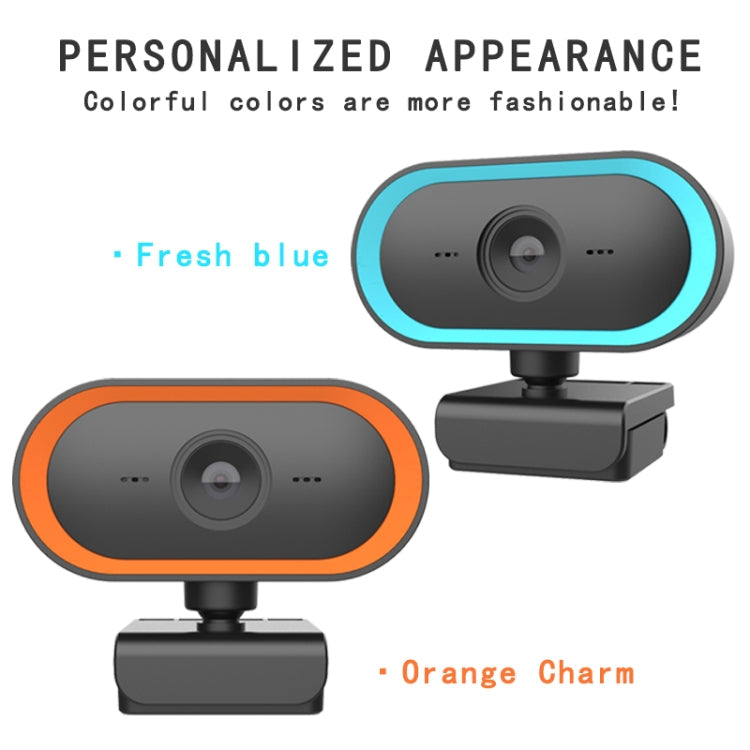 C11 2K Picture Quality HD Without Distortion 360 Degrees Rotate Built-in Microphone Sound Clear Webcams with Tripod(Orange)