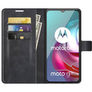 Retro Calf Pattern Buckle Card Wallet Left and Right Flip Phone Holster with Bracket Function For Motorola G30 / G10(Black)