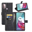 Retro Calf Pattern Buckle Card Wallet Left and Right Flip Phone Holster with Bracket Function For Motorola G30 / G10(Black)