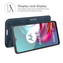 Retro Calf Pattern Buckle Card Wallet Left and Right Flip Phone Holster with Bracket Function For Motorola G30 / G10(Blue)