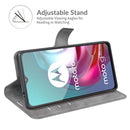 Retro Calf Pattern Buckle Card Wallet Left and Right Flip Phone Holster with Bracket Function For Motorola G30 / G10(Gray)