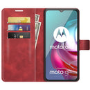 Retro Calf Pattern Buckle Card Wallet Left and Right Flip Phone Holster with Bracket Function For Motorola G30 / G10(Red)