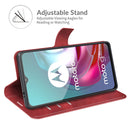 Retro Calf Pattern Buckle Card Wallet Left and Right Flip Phone Holster with Bracket Function For Motorola G30 / G10(Red)