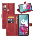 Retro Calf Pattern Buckle Card Wallet Left and Right Flip Phone Holster with Bracket Function For Motorola G30 / G10(Red)