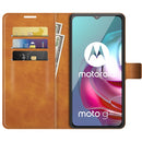 Retro Calf Pattern Buckle Card Wallet Left and Right Flip Phone Holster with Bracket Function For Motorola G30 / G10(Yellow)