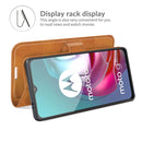 Retro Calf Pattern Buckle Card Wallet Left and Right Flip Phone Holster with Bracket Function For Motorola G30 / G10(Yellow)