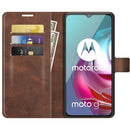 Retro Calf Pattern Buckle Card Wallet Left and Right Flip Phone Holster with Bracket Function For Motorola G30 / G10(Dark Brown)