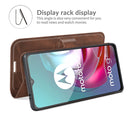 Retro Calf Pattern Buckle Card Wallet Left and Right Flip Phone Holster with Bracket Function For Motorola G30 / G10(Dark Brown)