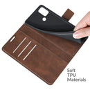 Retro Calf Pattern Buckle Card Wallet Left and Right Flip Phone Holster with Bracket Function For Motorola G30 / G10(Dark Brown)