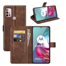 Retro Calf Pattern Buckle Card Wallet Left and Right Flip Phone Holster with Bracket Function For Motorola G30 / G10(Dark Brown)