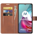 Retro Calf Pattern Buckle Card Wallet Left and Right Flip Phone Holster with Bracket Function For Motorola G30 / G10(Light Brown)