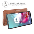 Retro Calf Pattern Buckle Card Wallet Left and Right Flip Phone Holster with Bracket Function For Motorola G30 / G10(Light Brown)