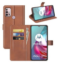 Retro Calf Pattern Buckle Card Wallet Left and Right Flip Phone Holster with Bracket Function For Motorola G30 / G10(Light Brown)