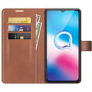 Retro Calf Pattern Buckle Card Wallet Left and Right Flip Phone Holster with Bracket Function For Alcatel 1S 2021 /3L 2021(Light Brown)