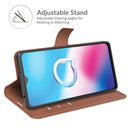 Retro Calf Pattern Buckle Card Wallet Left and Right Flip Phone Holster with Bracket Function For Alcatel 1S 2021 /3L 2021(Light Brown)