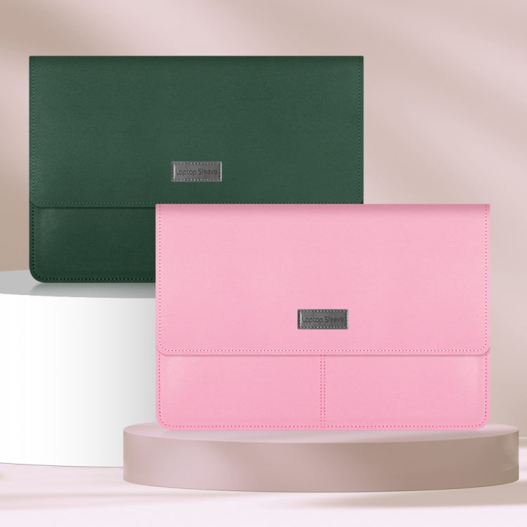 Litchi Pattern PU Leather Waterproof Ultra-thin Protection Liner Bag Briefcase Laptop Carrying Bag for 13-14 inch Laptops(Grey)