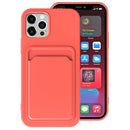 TPU + Flannel Lining Shockproof Case with Card Slots For iPhone 12 Pro(Orange Pink)