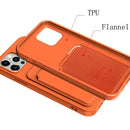 TPU + Flannel Lining Shockproof Case with Card Slots For iPhone 12 Pro(Light Purple)