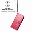 For Motorola Moto G10 , G30 Four-leaf Clasp Embossed Buckle Mobile Phone Protection Leather Case with Lanyard & Card Slot & Wallet & Bracket Function(Rose Red)