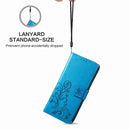 For Motorola Moto G10, G30 Four-leaf Clasp Embossed Buckle Mobile Phone Protection Leather Case with Lanyard & Card Slot & Wallet & Bracket Function(Blue)