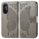 For Huawei Nova 8 Pro Butterfly Love Flower Embossed Horizontal Flip Leather Case with Bracket & Card Slot & Wallet & Lanyard(Gray)