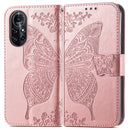 For Huawei Nova 8 Pro Butterfly Love Flower Embossed Horizontal Flip Leather Case with Bracket & Card Slot & Wallet & Lanyard(Rose Gold)