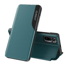 For Xiaomi Redmi Note 10 Pro Side Display Shockproof Horizontal Flip Leather Case with Holder(Green)