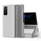 For Samsung Galaxy Z Fold2 5G Plated Mirror Horizontal Flip Leather Case with Holder(Silver)