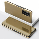 For Samsung Galaxy Z Fold2 5G Plated Mirror Horizontal Flip Leather Case with Holder(Gold)