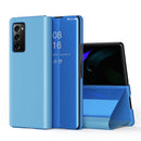 For Samsung Galaxy Z Fold2 5G Plated Mirror Horizontal Flip Leather Case with Holder(Blue)