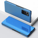 For Samsung Galaxy Z Fold2 5G Plated Mirror Horizontal Flip Leather Case with Holder(Blue)