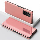 For Samsung Galaxy Z Fold2 5G Plated Mirror Horizontal Flip Leather Case with Holder(Rose Gold)