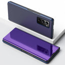 For Samsung Galaxy Z Fold2 5G Plated Mirror Horizontal Flip Leather Case with Holder(Purple Blue)