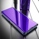 For Samsung Galaxy Z Fold2 5G Plated Mirror Horizontal Flip Leather Case with Holder(Blue)