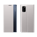 For Samsung Galaxy A52 5G/4G Side Display Magnetic Horizontal Flip Plain Texture Cloth + PC Case with Holder & Sleep / Wake-up Function(Silver)