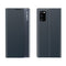 For Samsung Galaxy A52 5G/4G Side Display Magnetic Horizontal Flip Plain Texture Cloth + PC Case with Holder & Sleep / Wake-up Function(Dark Blue)